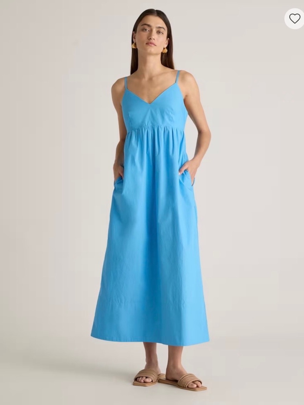 Quince 100% organic cotton sleeveless maxi dress blue size S